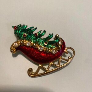 Christmas Slate and Christmas tree Brooch